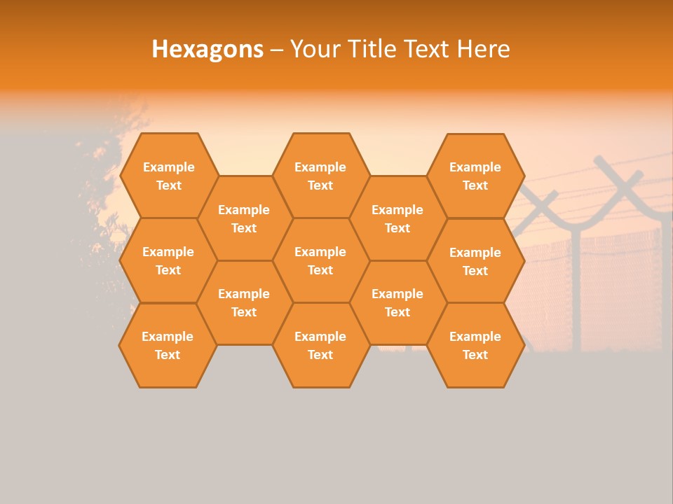 Barbed Wire Perimeter Fence At Sunrise. PowerPoint Template
