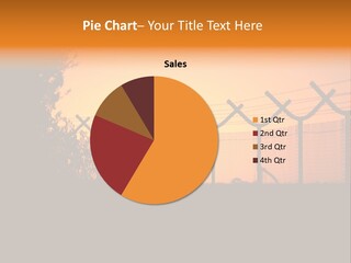 Barbed Wire Perimeter Fence At Sunrise. PowerPoint Template
