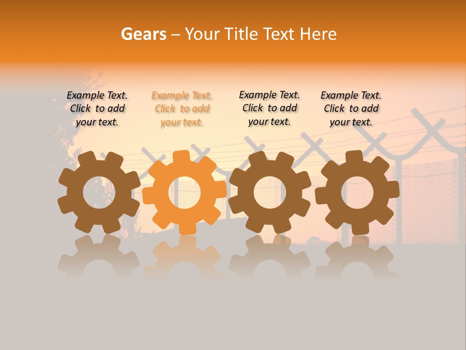 Barbed Wire Perimeter Fence At Sunrise. PowerPoint Template