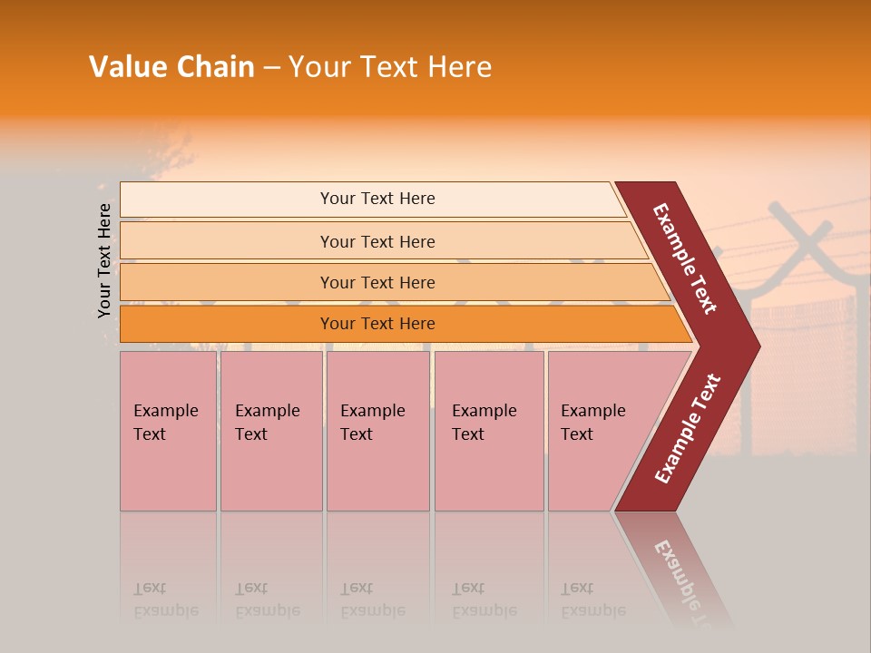 Barbed Wire Perimeter Fence At Sunrise. PowerPoint Template