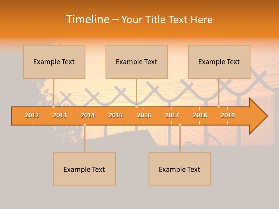 Barbed Wire Perimeter Fence At Sunrise. PowerPoint Template