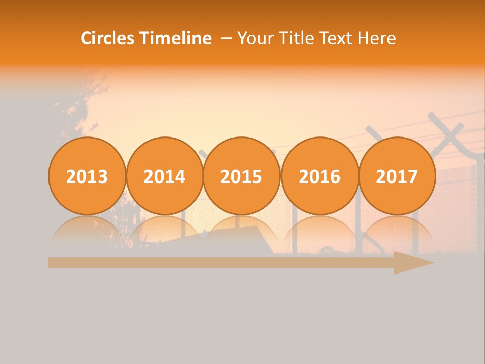 Barbed Wire Perimeter Fence At Sunrise. PowerPoint Template