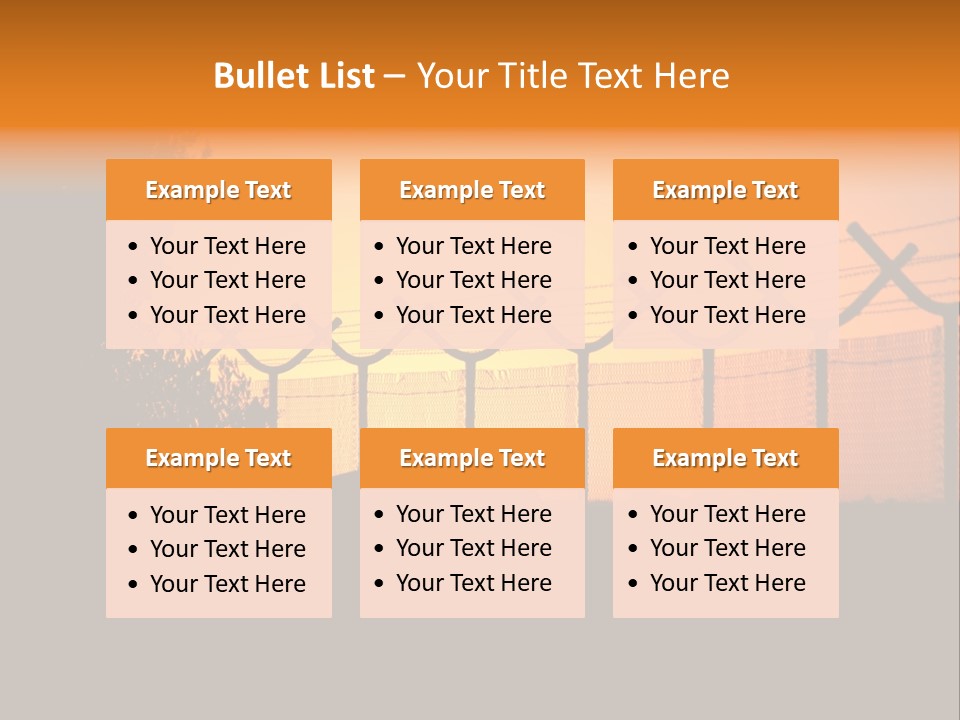 Barbed Wire Perimeter Fence At Sunrise. PowerPoint Template