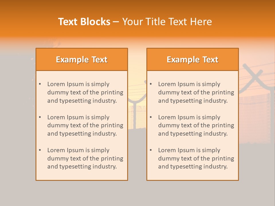 Barbed Wire Perimeter Fence At Sunrise. PowerPoint Template
