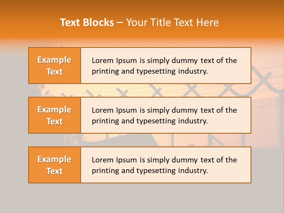 Barbed Wire Perimeter Fence At Sunrise. PowerPoint Template