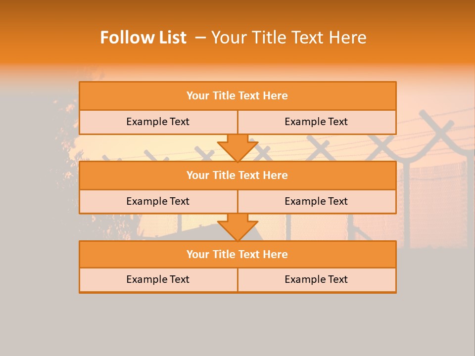 Barbed Wire Perimeter Fence At Sunrise. PowerPoint Template