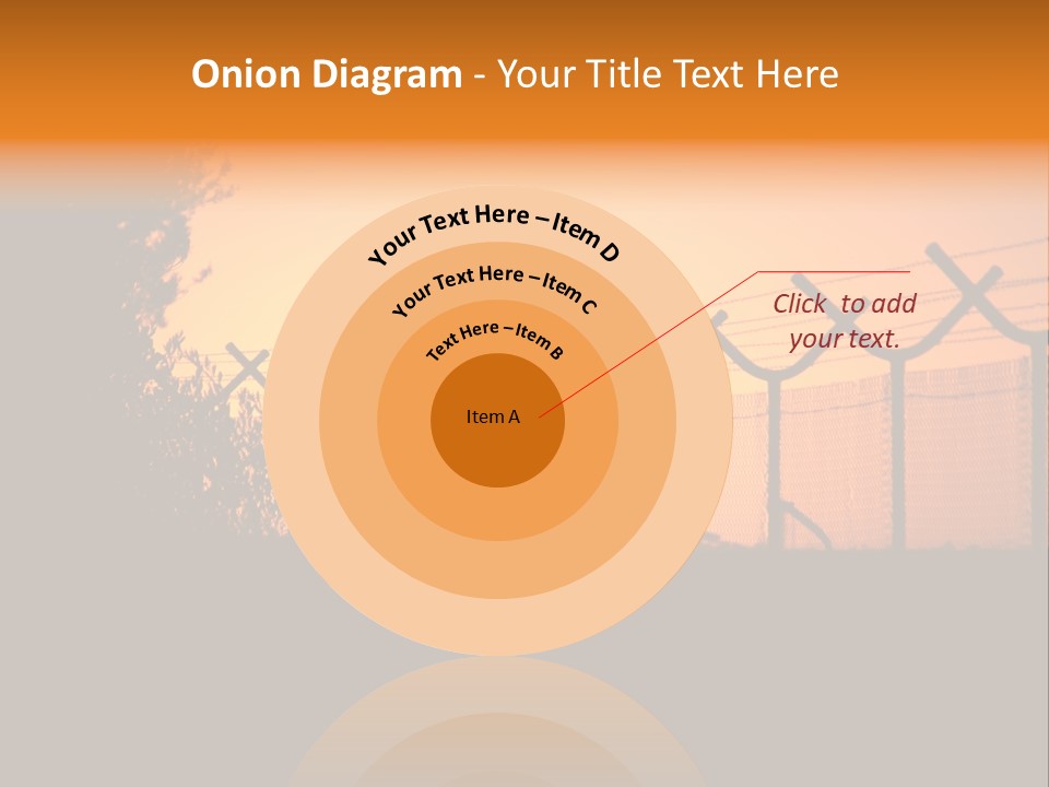 Barbed Wire Perimeter Fence At Sunrise. PowerPoint Template