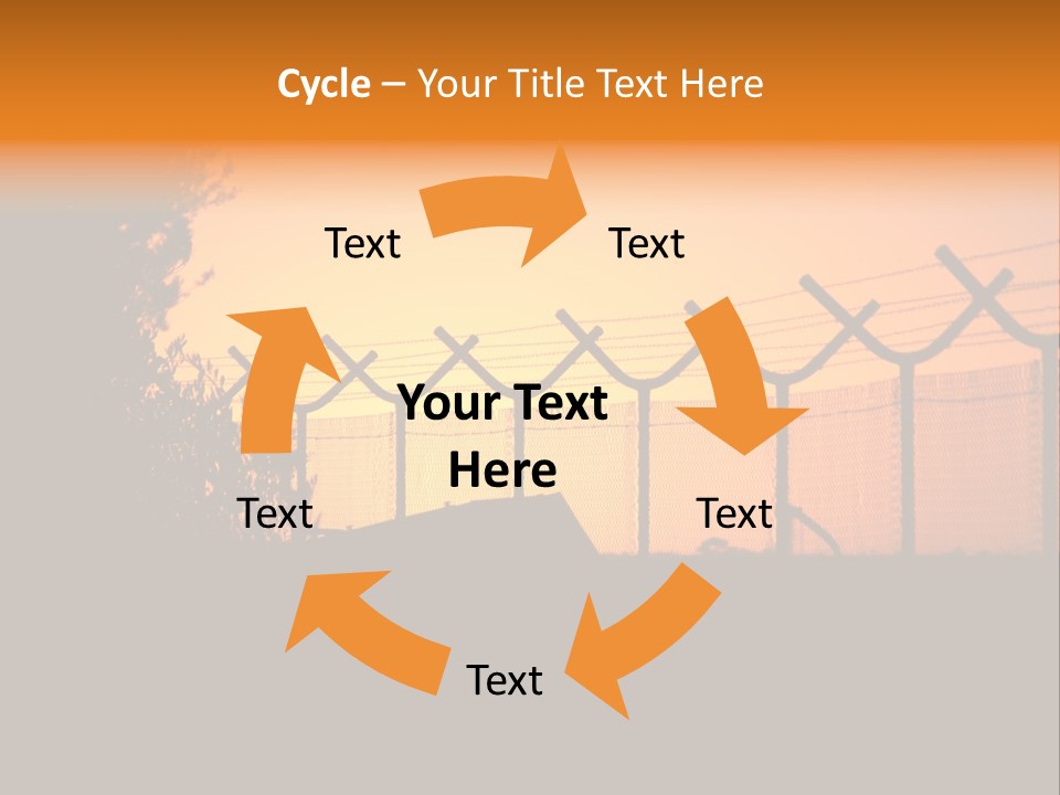 Barbed Wire Perimeter Fence At Sunrise. PowerPoint Template