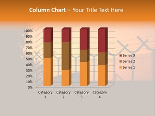 Barbed Wire Perimeter Fence At Sunrise. PowerPoint Template