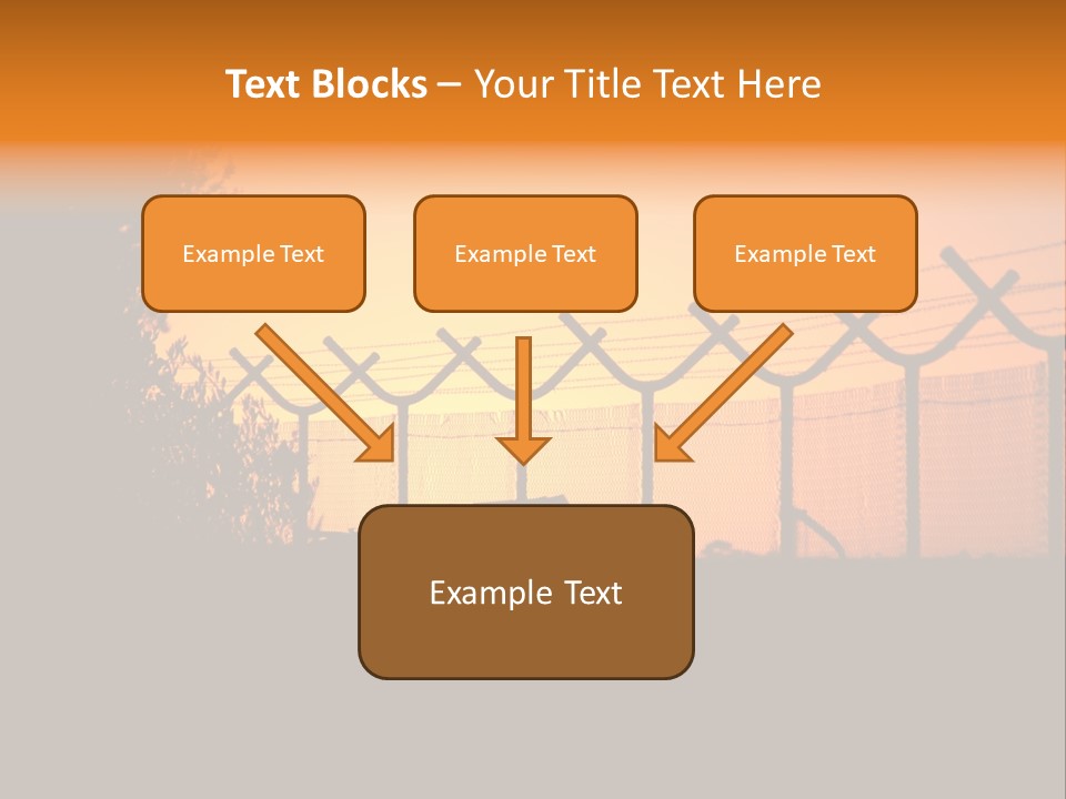 Barbed Wire Perimeter Fence At Sunrise. PowerPoint Template