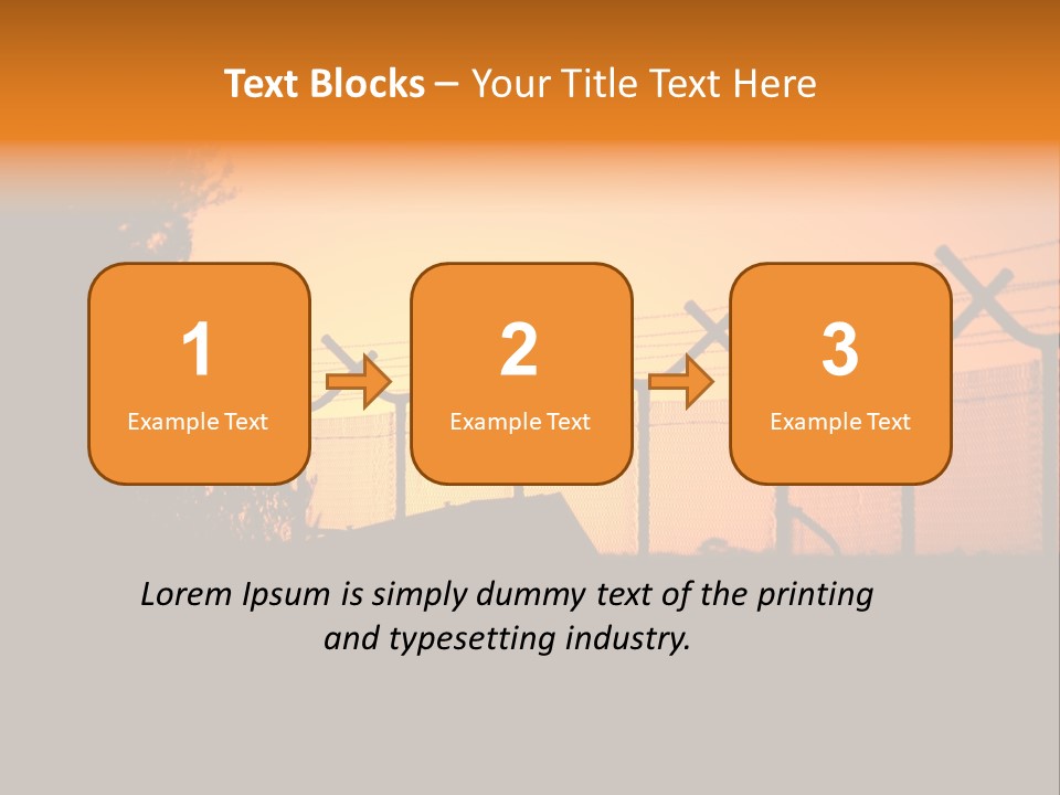Barbed Wire Perimeter Fence At Sunrise. PowerPoint Template