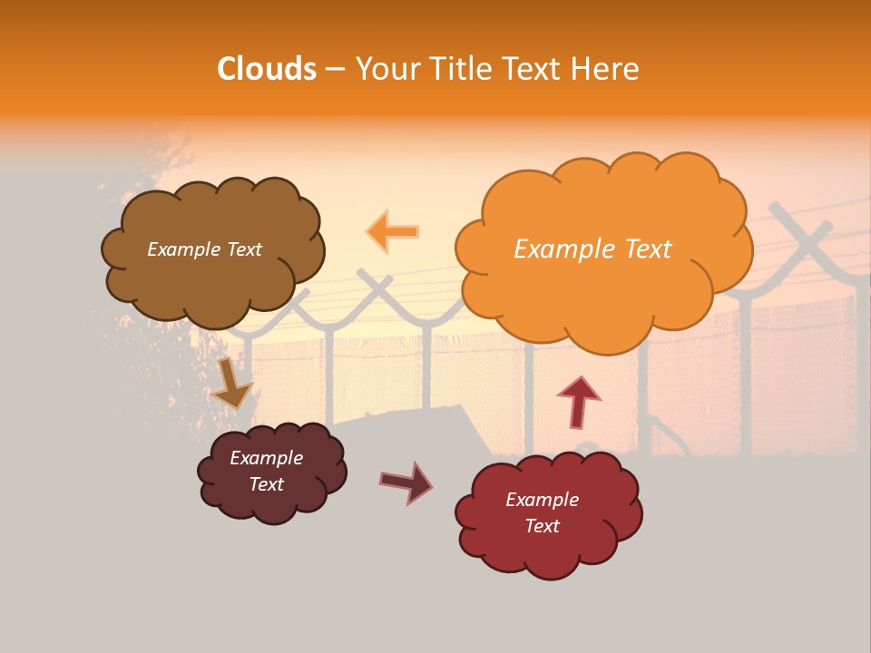 Barbed Wire Perimeter Fence At Sunrise. PowerPoint Template