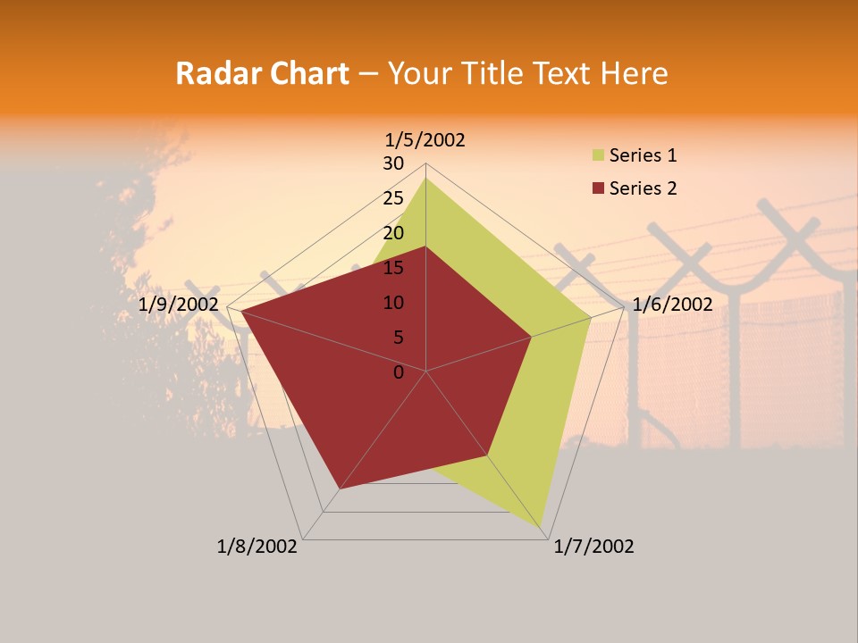 Barbed Wire Perimeter Fence At Sunrise. PowerPoint Template