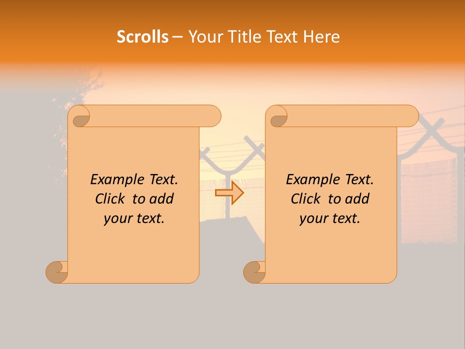 Barbed Wire Perimeter Fence At Sunrise. PowerPoint Template