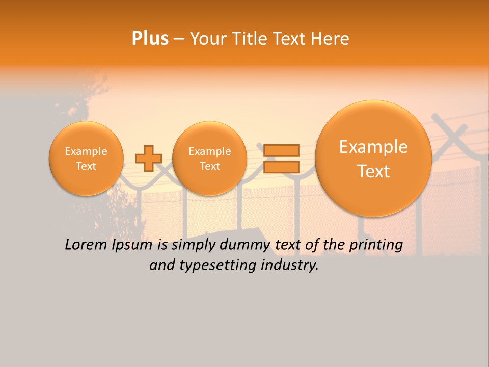 Barbed Wire Perimeter Fence At Sunrise. PowerPoint Template