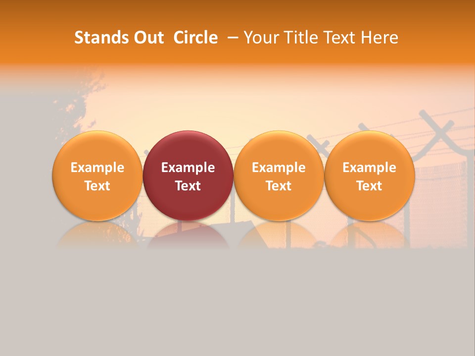 Barbed Wire Perimeter Fence At Sunrise. PowerPoint Template