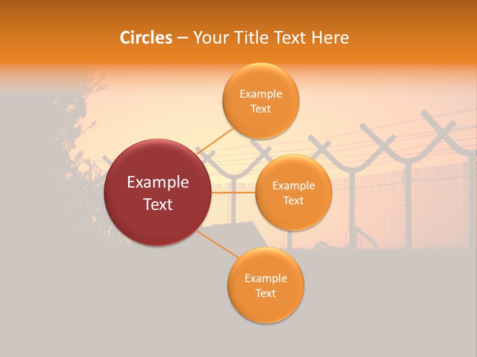 Barbed Wire Perimeter Fence At Sunrise. PowerPoint Template