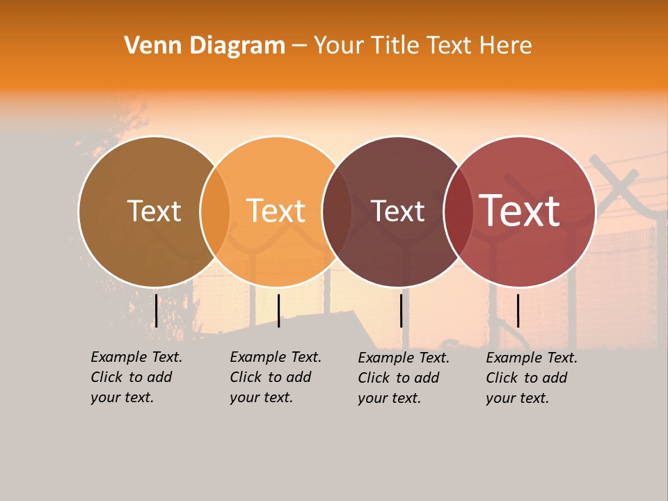Barbed Wire Perimeter Fence At Sunrise. PowerPoint Template