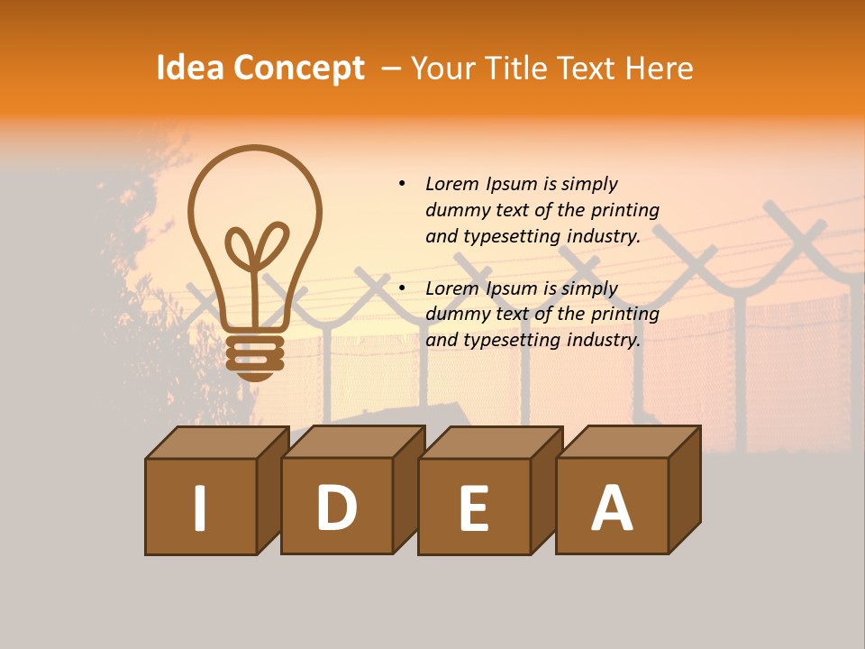 Barbed Wire Perimeter Fence At Sunrise. PowerPoint Template