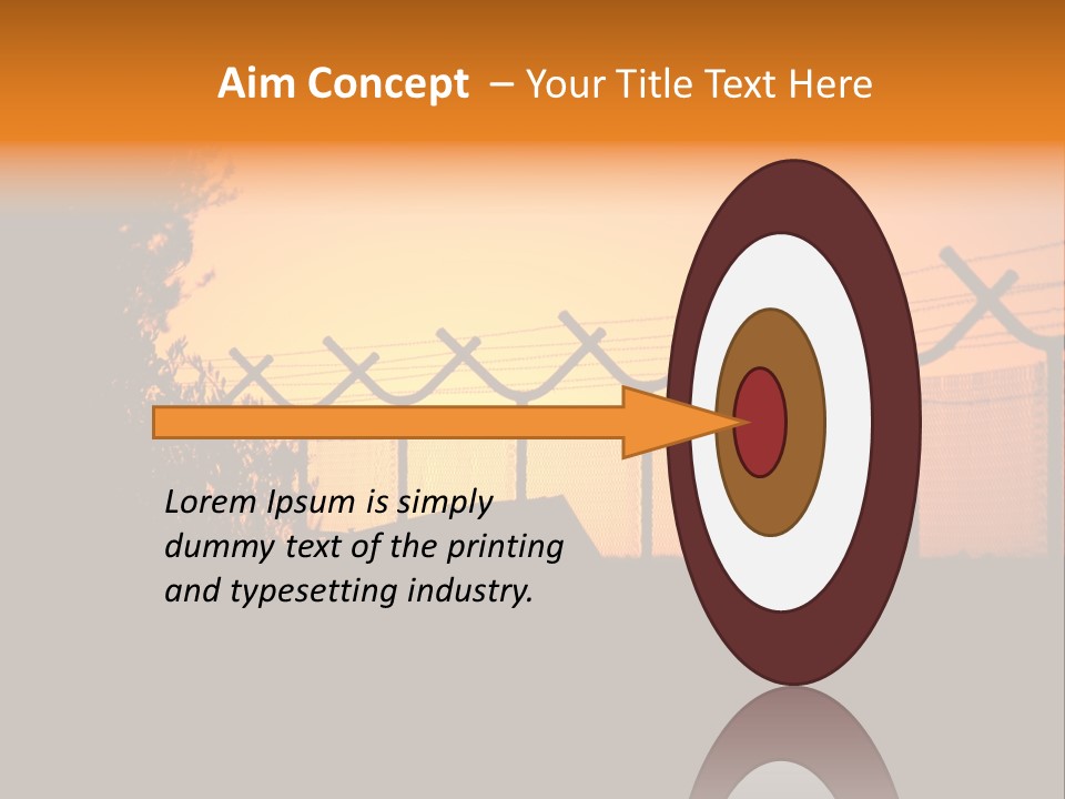 Barbed Wire Perimeter Fence At Sunrise. PowerPoint Template