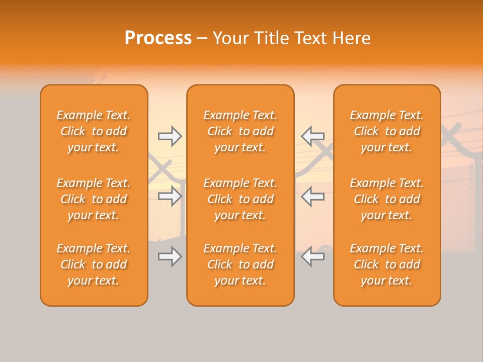Barbed Wire Perimeter Fence At Sunrise. PowerPoint Template