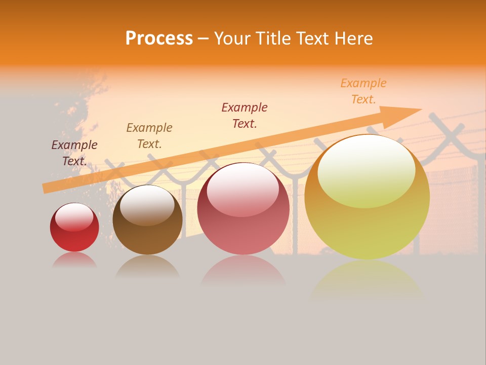 Barbed Wire Perimeter Fence At Sunrise. PowerPoint Template