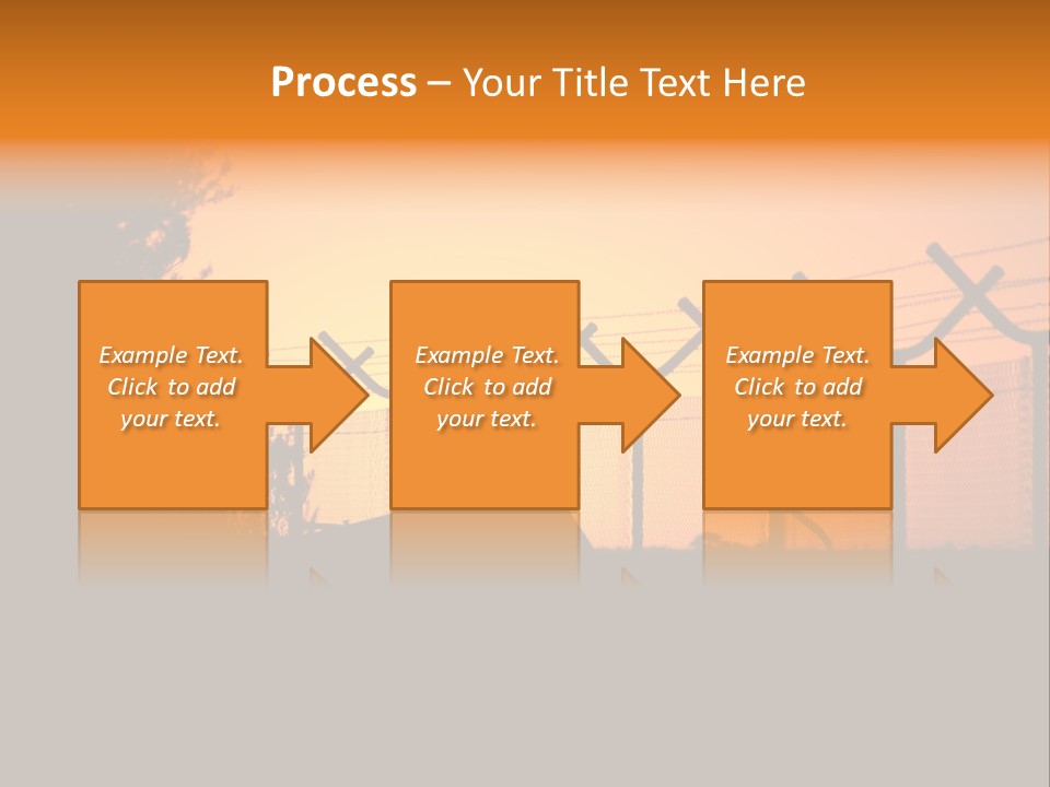 Barbed Wire Perimeter Fence At Sunrise. PowerPoint Template