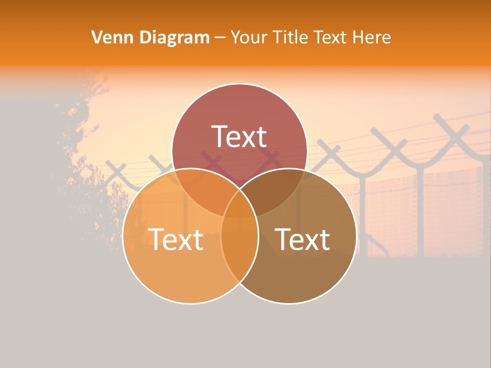Barbed Wire Perimeter Fence At Sunrise. PowerPoint Template