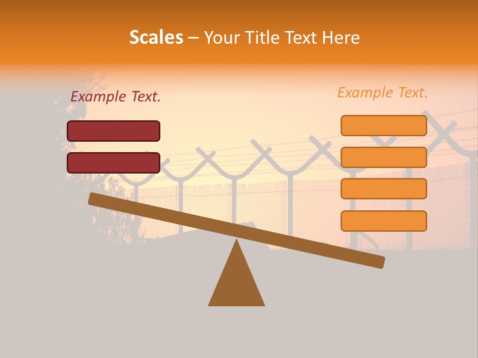Barbed Wire Perimeter Fence At Sunrise. PowerPoint Template