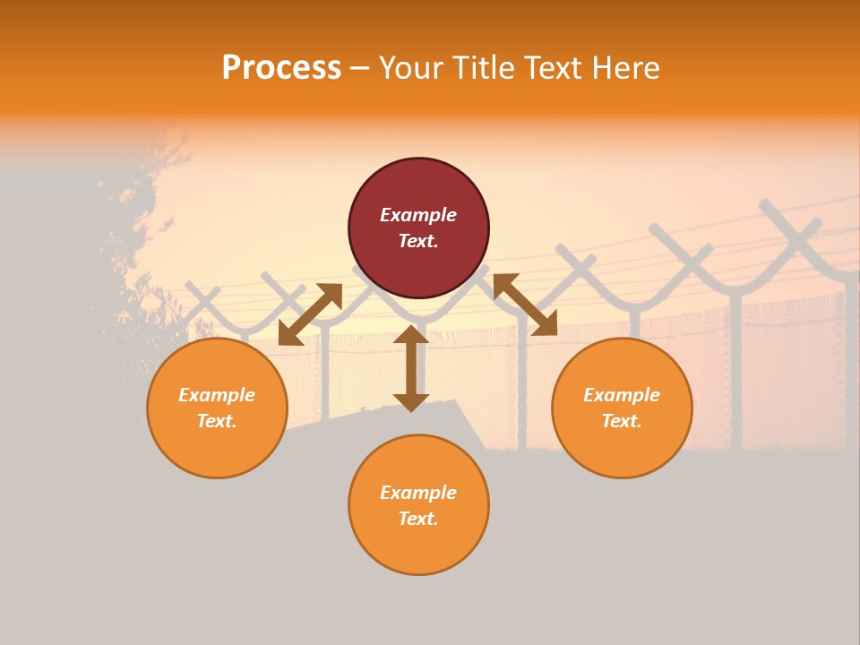 Barbed Wire Perimeter Fence At Sunrise. PowerPoint Template