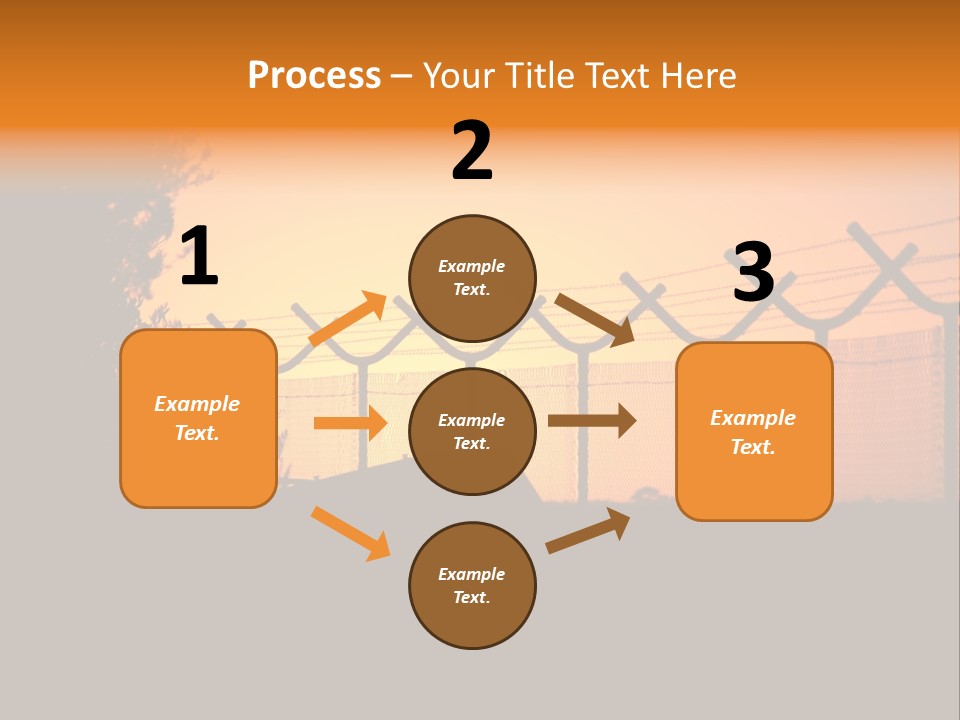 Barbed Wire Perimeter Fence At Sunrise. PowerPoint Template