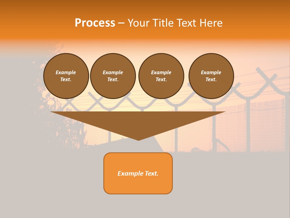 Barbed Wire Perimeter Fence At Sunrise. PowerPoint Template