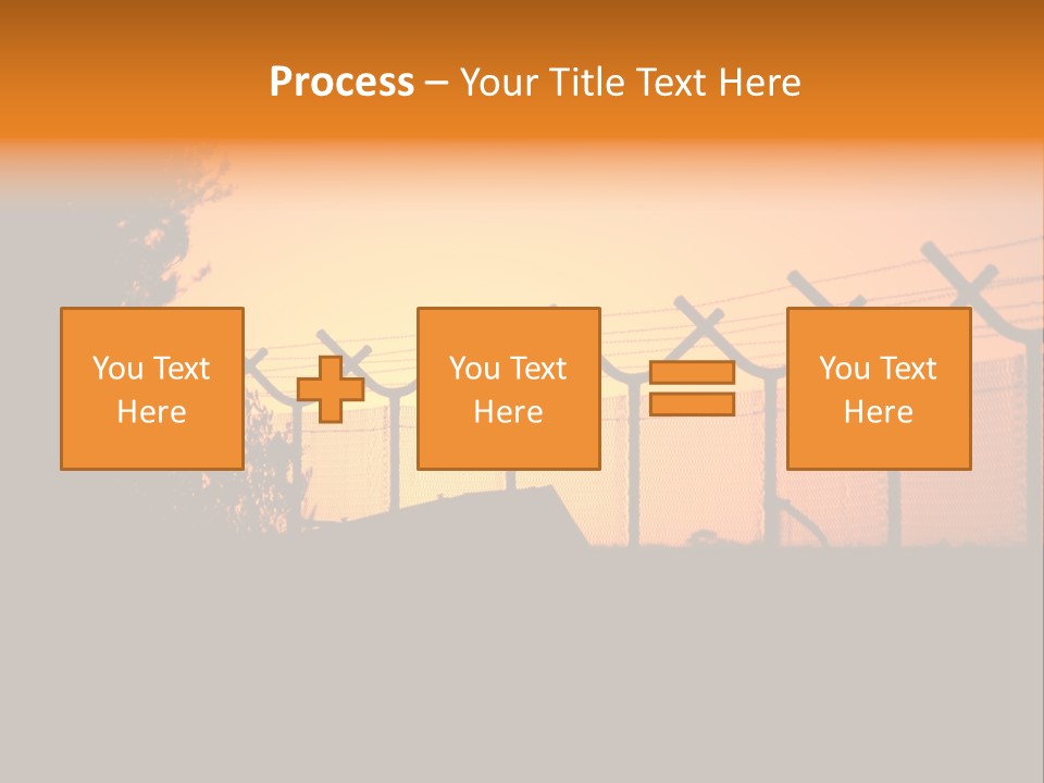 Barbed Wire Perimeter Fence At Sunrise. PowerPoint Template