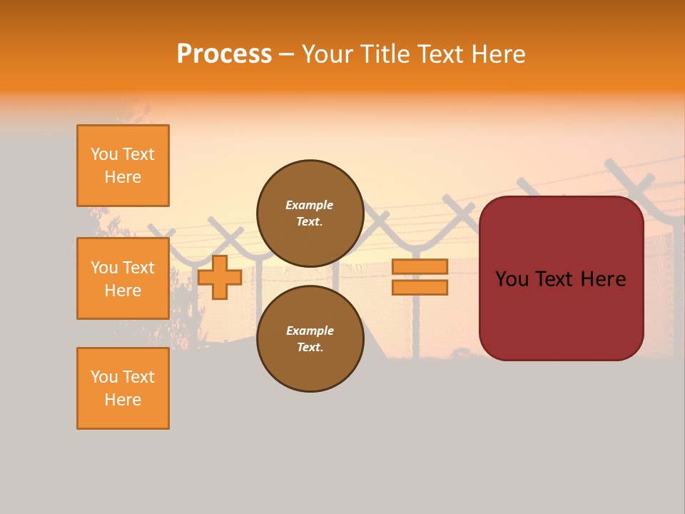 Barbed Wire Perimeter Fence At Sunrise. PowerPoint Template