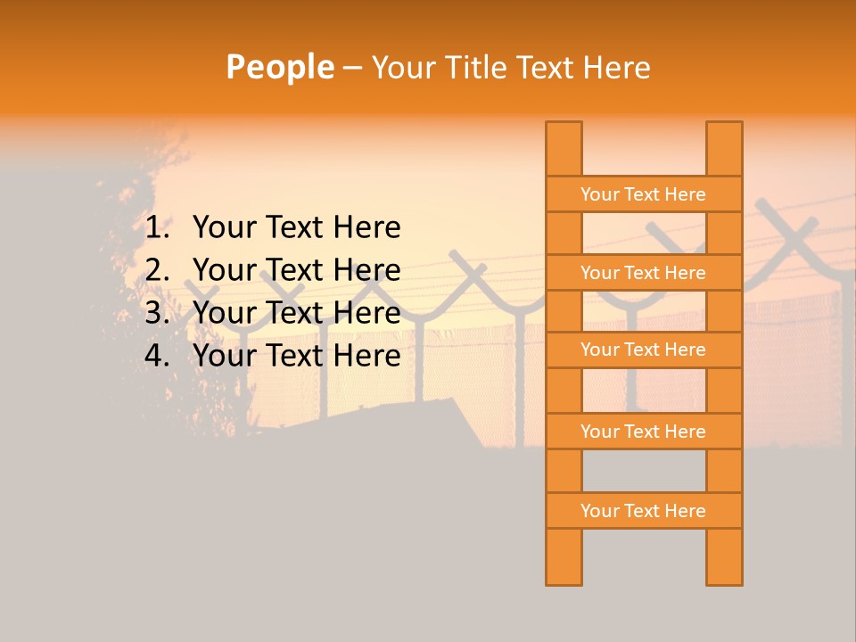 Barbed Wire Perimeter Fence At Sunrise. PowerPoint Template