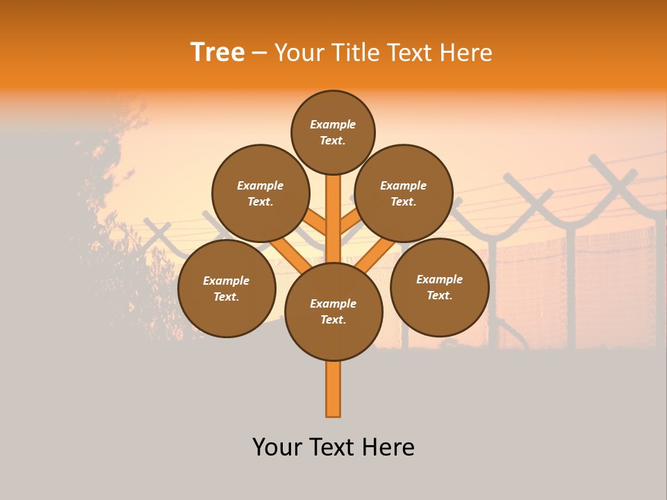 Barbed Wire Perimeter Fence At Sunrise. PowerPoint Template