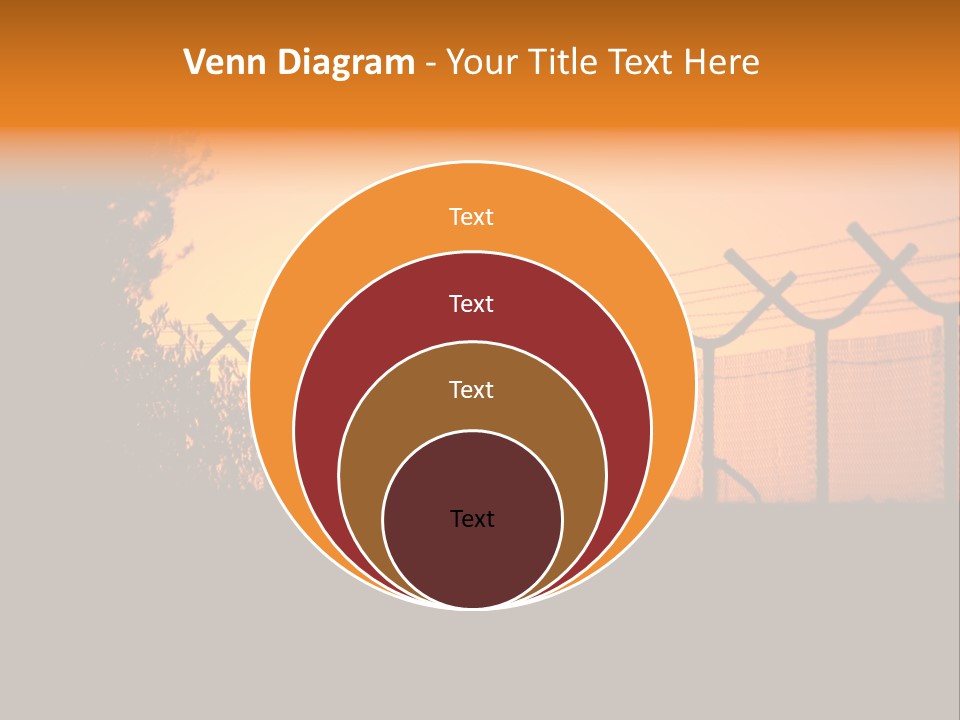 Barbed Wire Perimeter Fence At Sunrise. PowerPoint Template