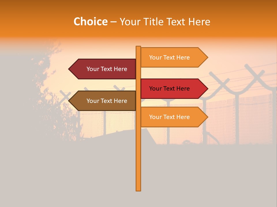 Barbed Wire Perimeter Fence At Sunrise. PowerPoint Template