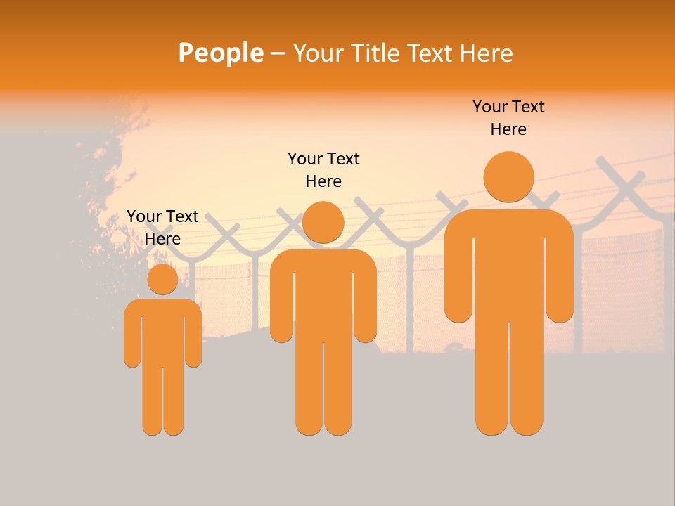 Barbed Wire Perimeter Fence At Sunrise. PowerPoint Template