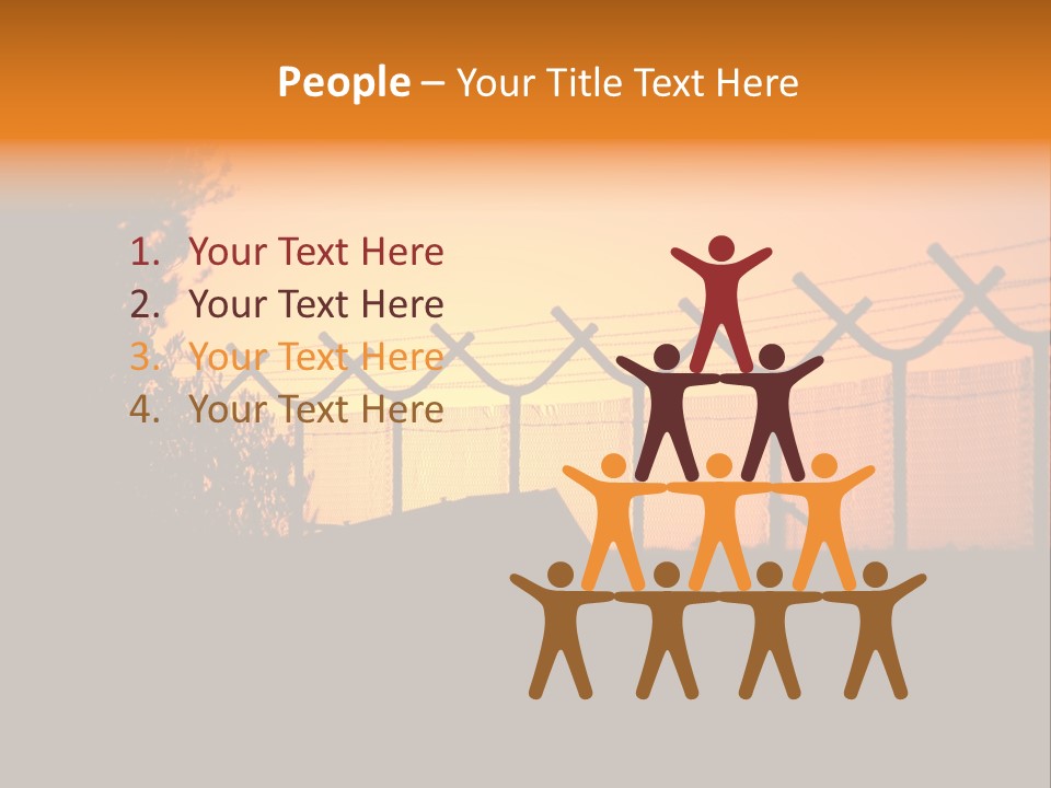 Barbed Wire Perimeter Fence At Sunrise. PowerPoint Template