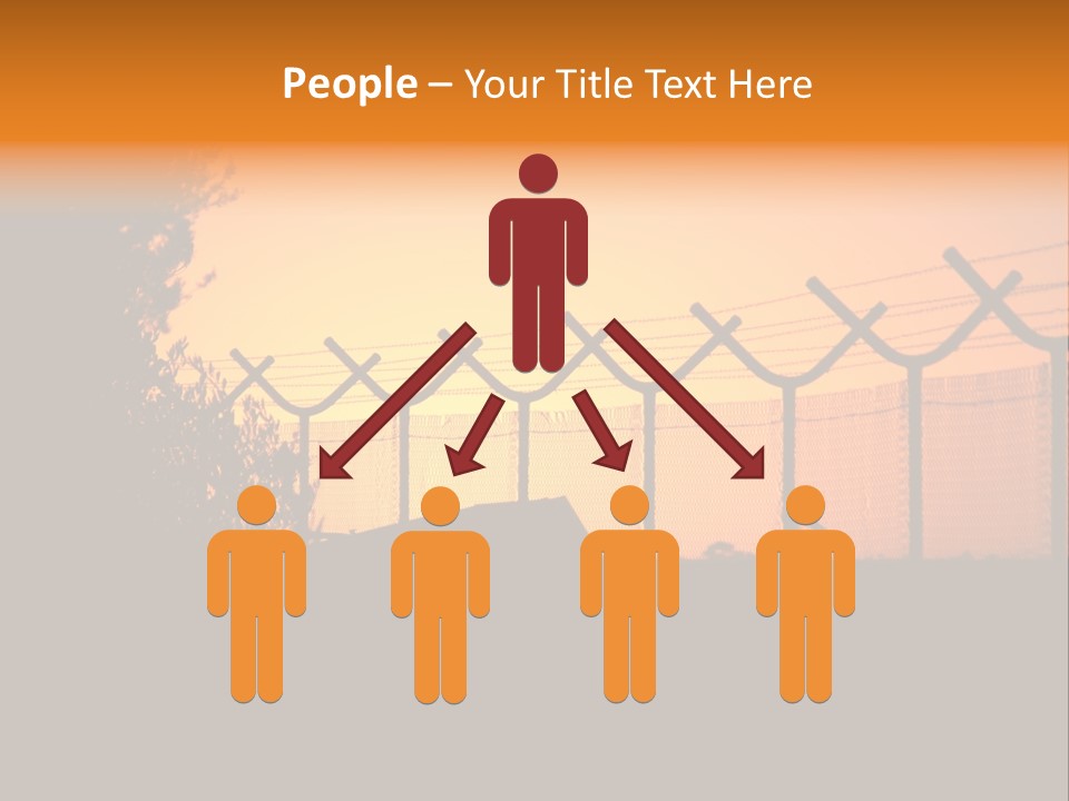 Barbed Wire Perimeter Fence At Sunrise. PowerPoint Template