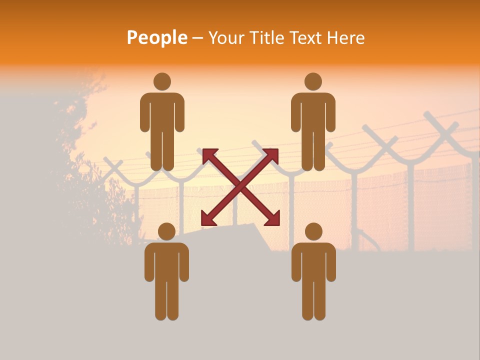 Barbed Wire Perimeter Fence At Sunrise. PowerPoint Template