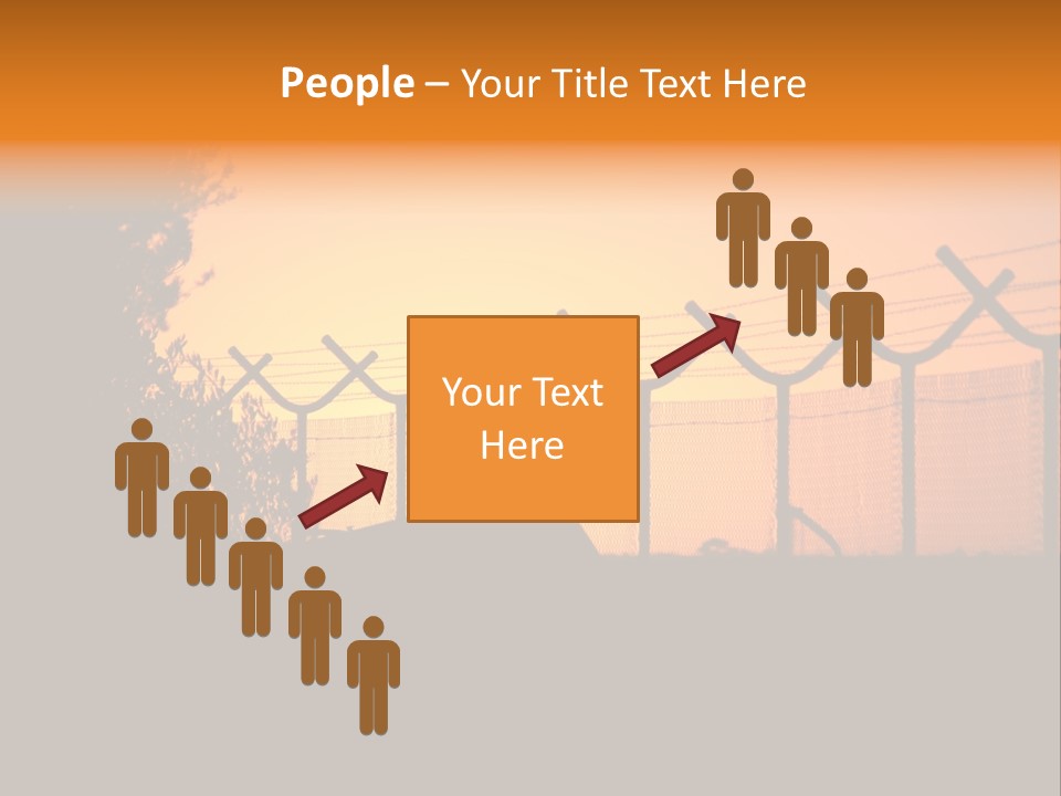 Barbed Wire Perimeter Fence At Sunrise. PowerPoint Template