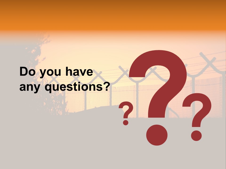 Barbed Wire Perimeter Fence At Sunrise. PowerPoint Template