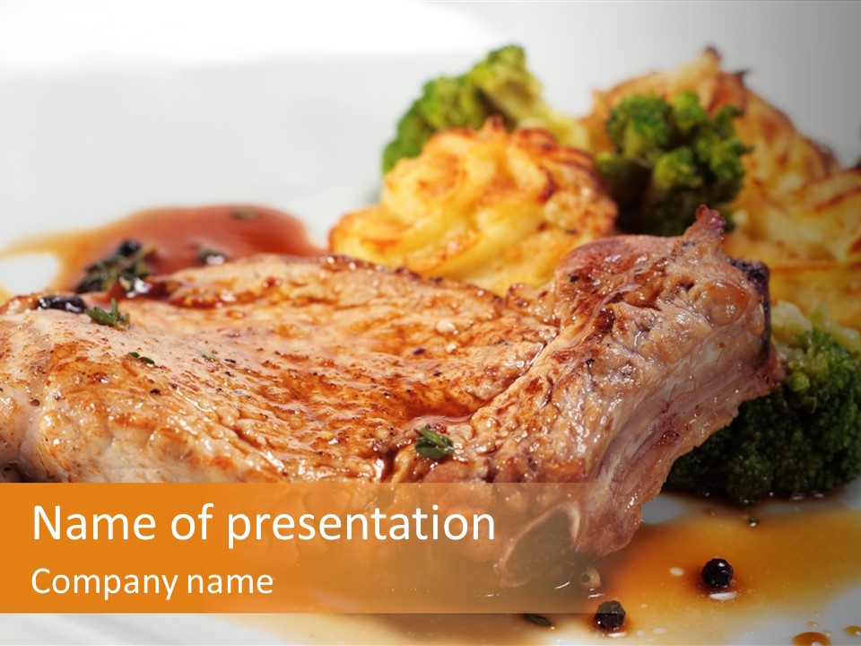 Pork Brisket With Potato And Broccoli PowerPoint Template