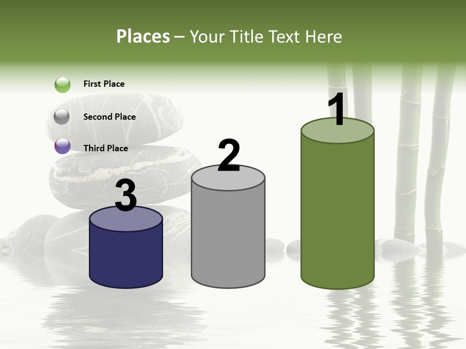 Reflection For Tranquil View Of Bamboo With A Stack Of Stones PowerPoint Template