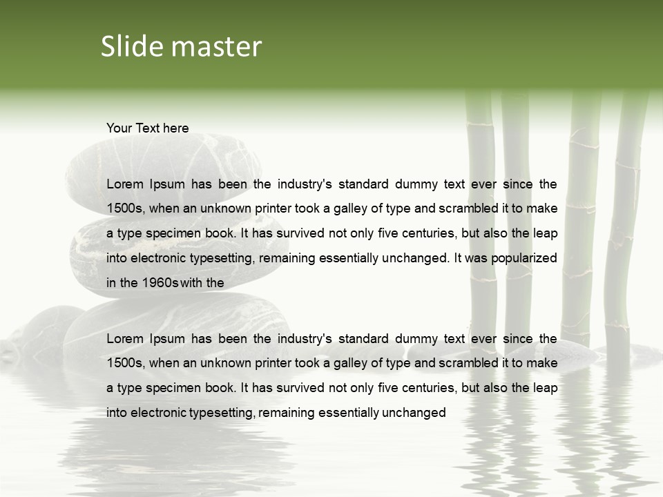 Reflection For Tranquil View Of Bamboo With A Stack Of Stones PowerPoint Template