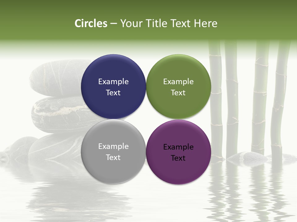 Reflection For Tranquil View Of Bamboo With A Stack Of Stones PowerPoint Template