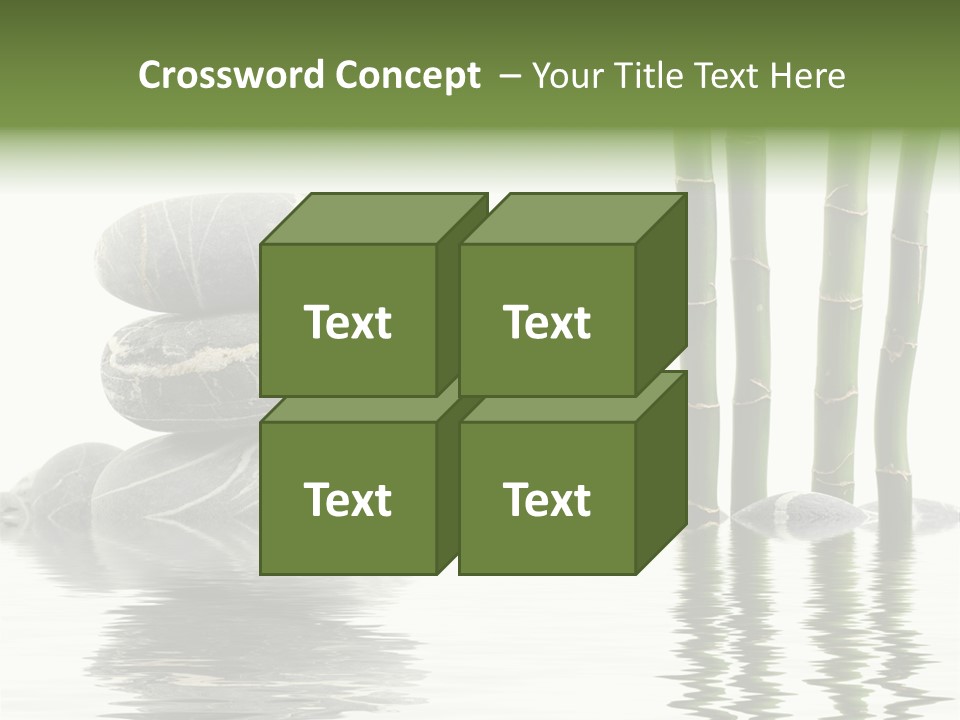 Reflection For Tranquil View Of Bamboo With A Stack Of Stones PowerPoint Template