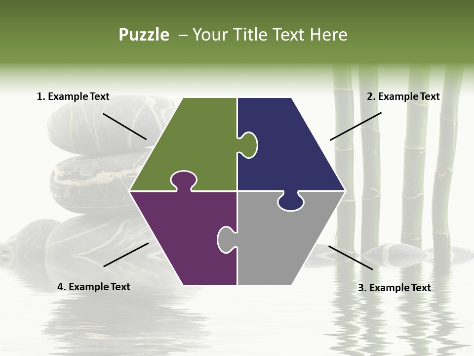 Reflection For Tranquil View Of Bamboo With A Stack Of Stones PowerPoint Template